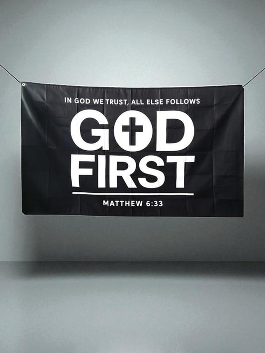 God First Flag, Inspirational Religious Banner, Fade & UV Resistant, Outdoor/Indoor Faith Decor